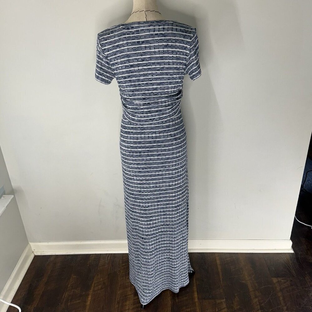 KAARI Blue Maxi Long Striped Dress Comfy Size S Revolve Knit Nautical stretch - Picture 7 of 9